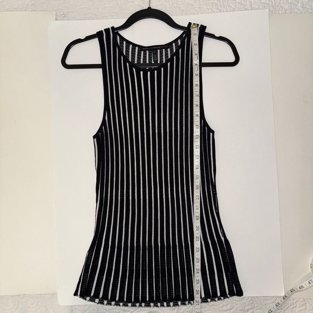 White House Black Market Striped Peplum Sweater Tank Sleeveless Rib Knit Top  S - Picture 8 of 11